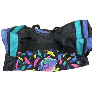 Vintage MacGregor Live‎ Life Duffel Bag 90s Neon Feather Print Gym Tote